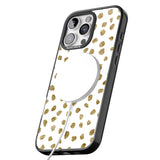 iPhone 16 Pro Max Gold Look on White Dalmatian Polka Dot Spots Black Impact Phone Case