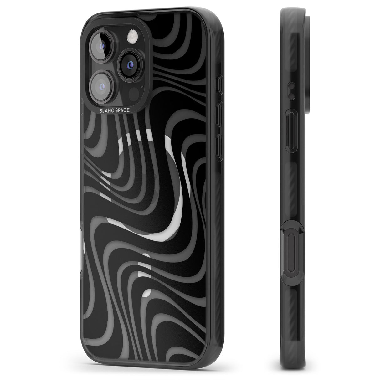 iPhone 16 Pro Max Abstract Waves Black Impact Phone Case