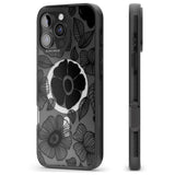 iPhone 16 Pro Max Black Flowers Black Impact Phone Case