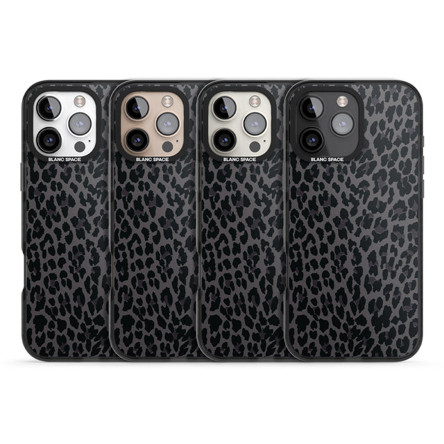 iPhone 16 Pro Max Dark Animal Print Pattern Small Leopard Black Impact Phone Case