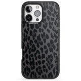 iPhone 16 Pro Max Dark Animal Print Pattern Large Leopard Black Impact Phone Case