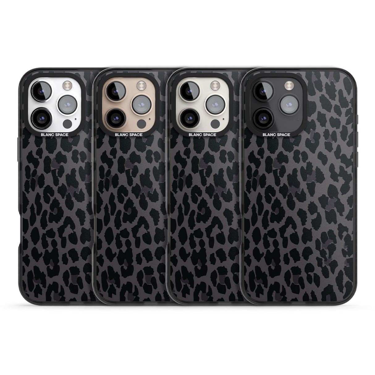 iPhone 16 Pro Max Dark Animal Print Pattern Large Leopard Black Impact Phone Case