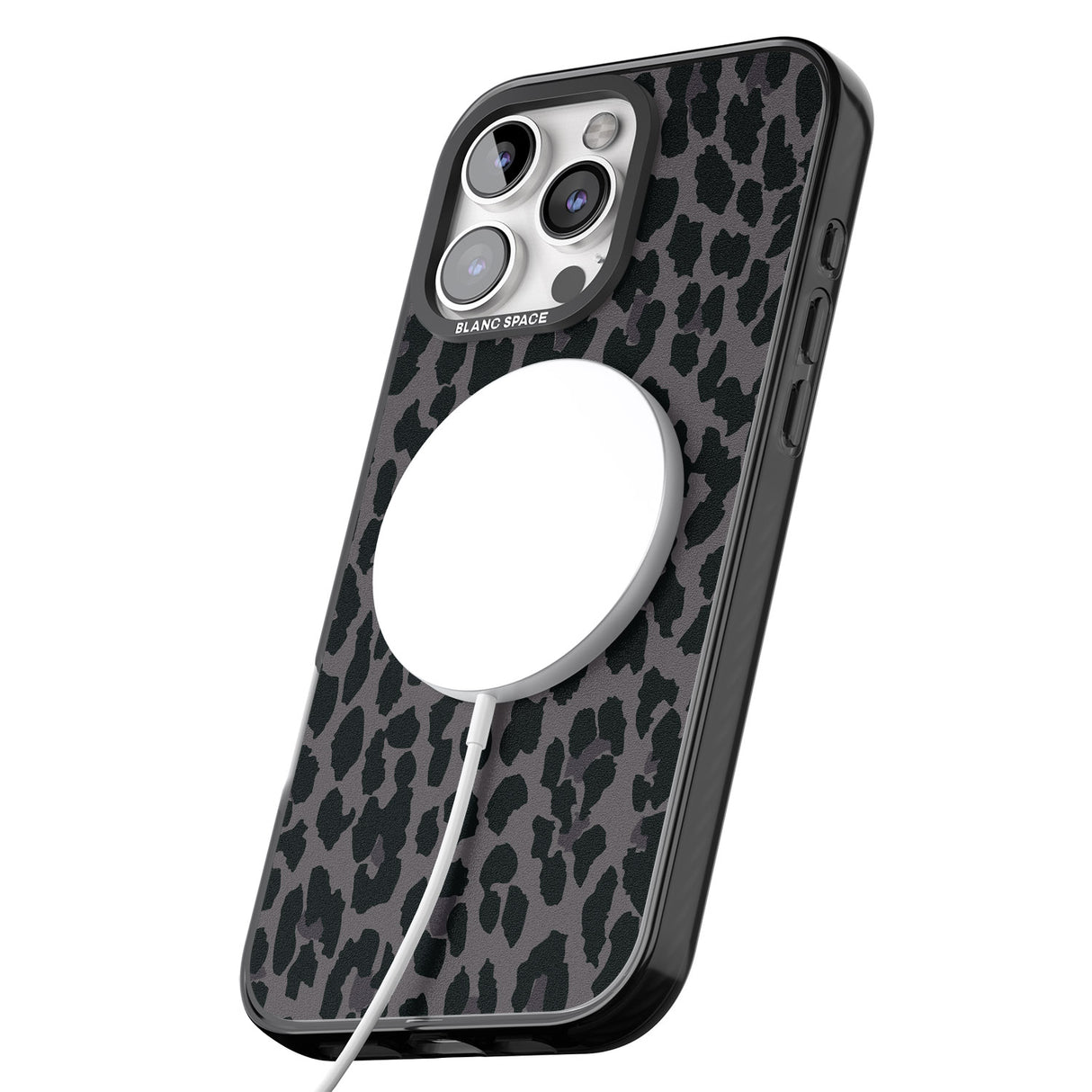 iPhone 16 Pro Max Dark Animal Print Pattern Large Leopard Black Impact Phone Case