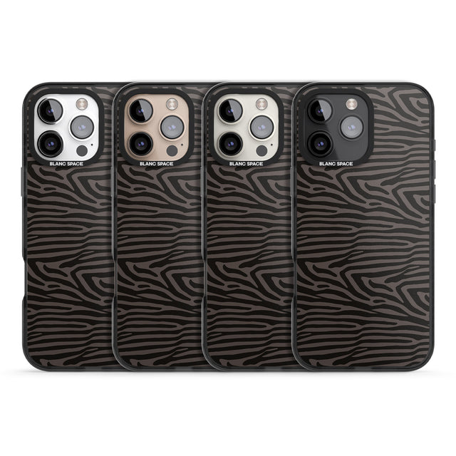 iPhone 16 Pro Max Dark Animal Print Pattern Zebra Black Impact Phone Case