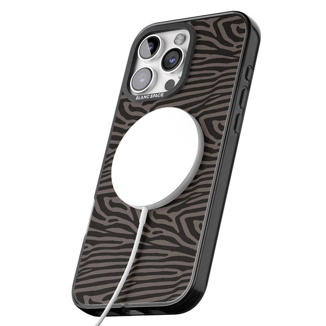 iPhone 16 Pro Max Dark Animal Print Pattern Zebra Black Impact Phone Case