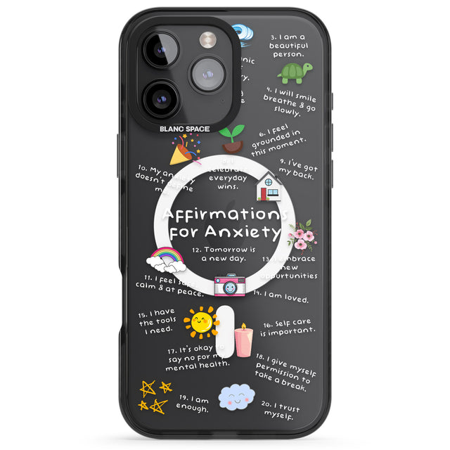 iPhone 16 Pro Max Anxiety White Text Black Impact Phone Case