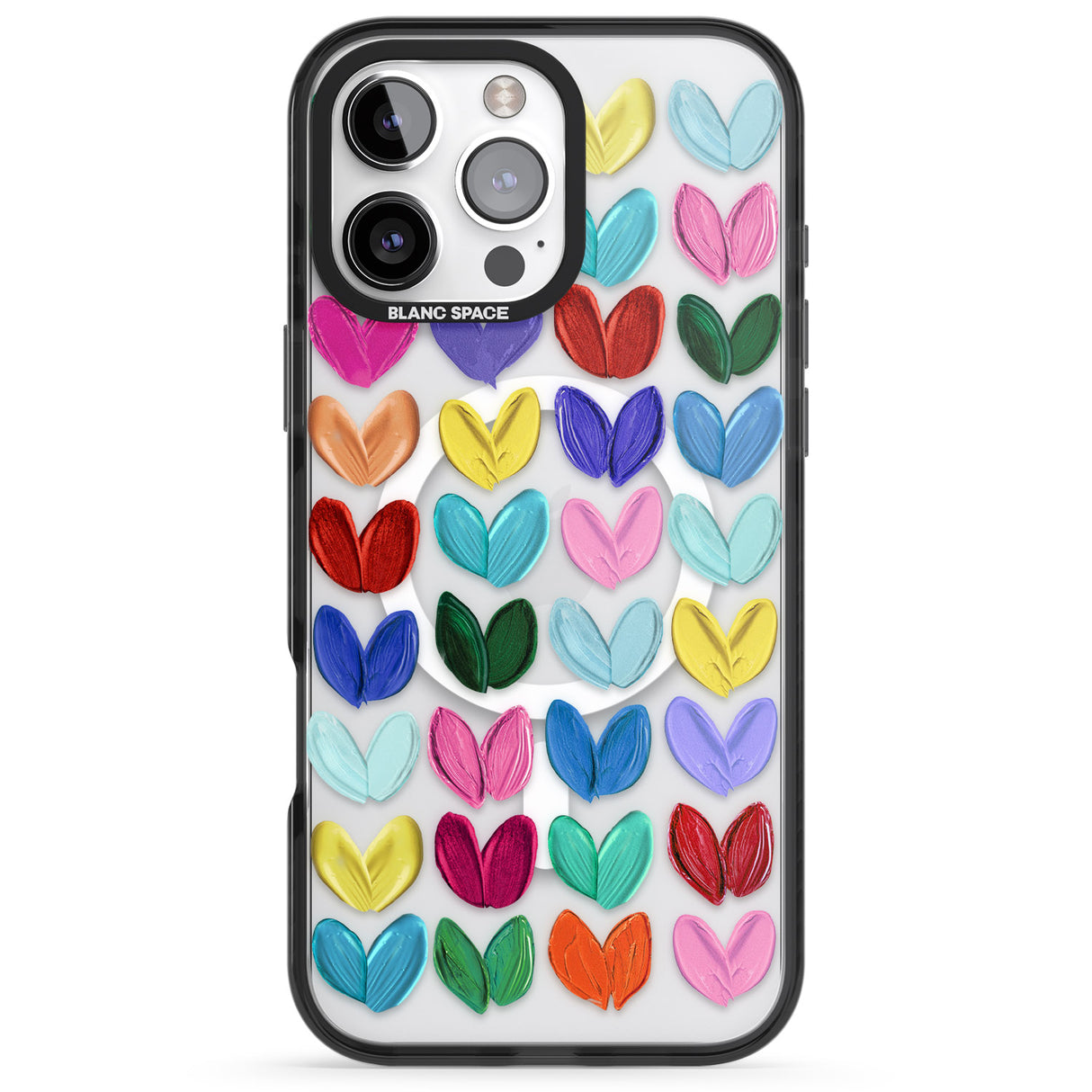 iPhone 16 Pro Max Oil Painted Hearts Black Impact Phone Case