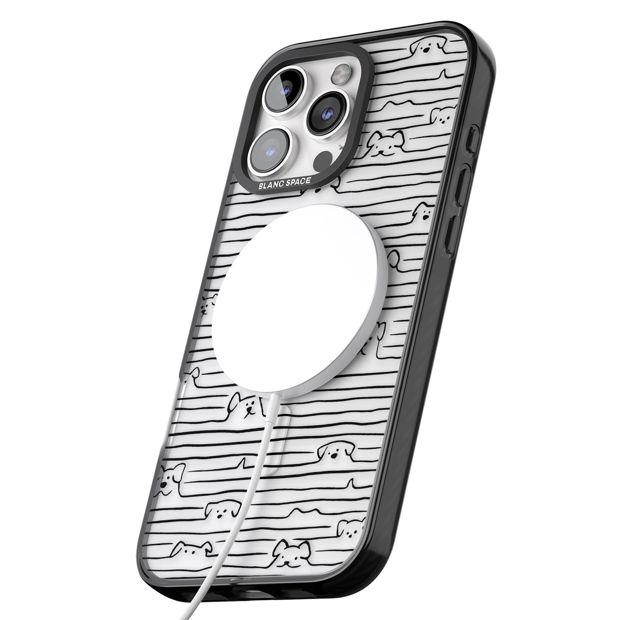 iPhone 16 Pro Max Dog Line Art - Black Black Impact Phone Case