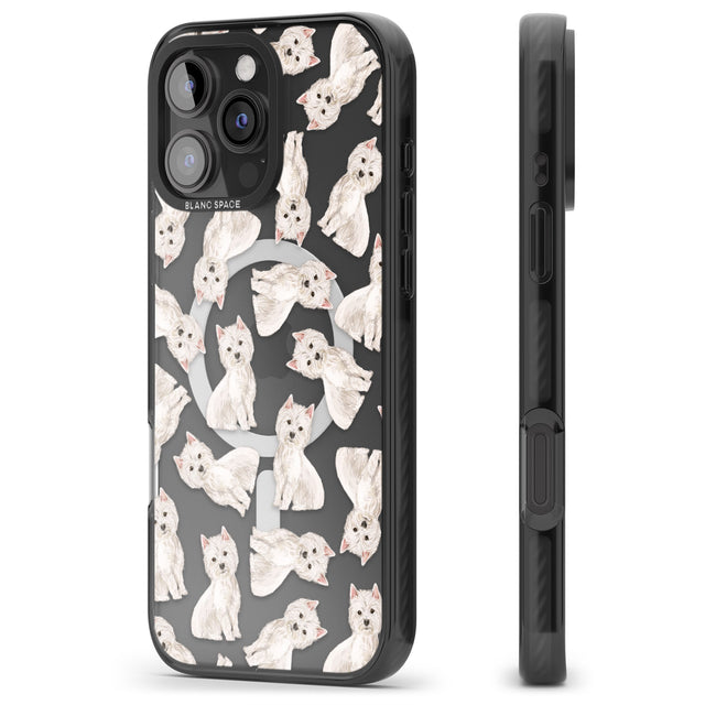 iPhone 16 Pro Max Westie Watercolour Dog Pattern Black Impact Phone Case