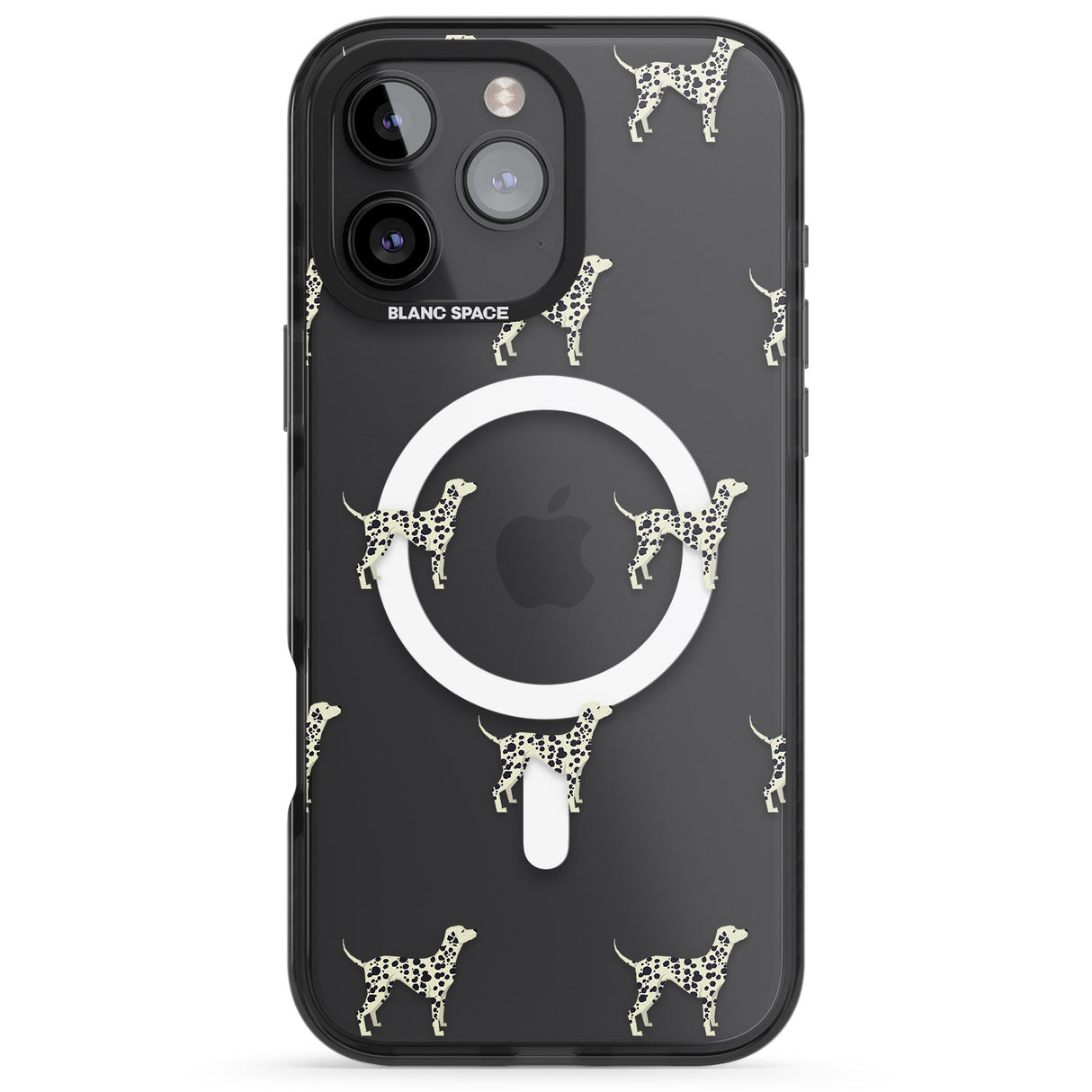 iPhone 16 Pro Max Dalmation Dog Pattern Clear Black Impact Phone Case