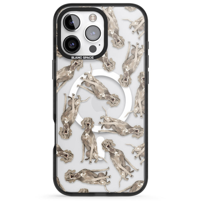 iPhone 16 Pro Max Weimaraner Watercolour Dog Pattern Black Impact Phone Case