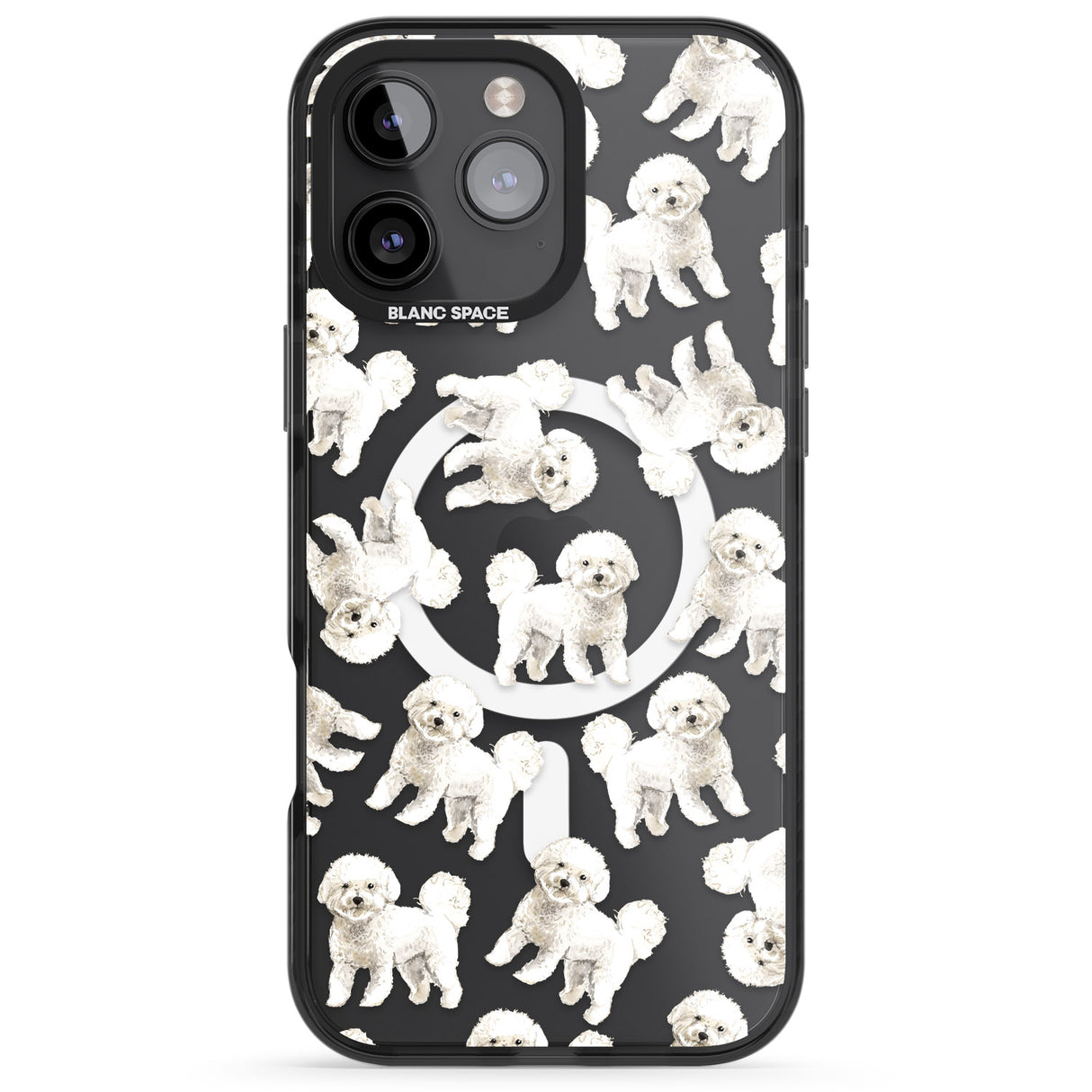 iPhone 16 Pro Max Bichon Frise Watercolour Dog Pattern Black Impact Phone Case