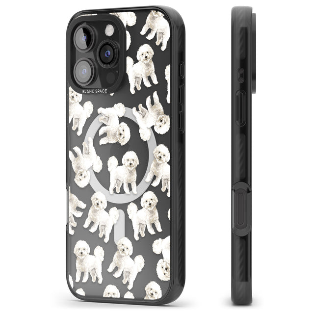 iPhone 16 Pro Max Bichon Frise Watercolour Dog Pattern Black Impact Phone Case