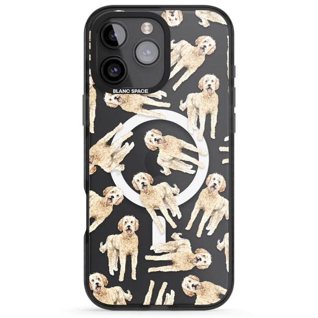 iPhone 16 Pro Max Goldendoodle Watercolour Dog Pattern Black Impact Phone Case