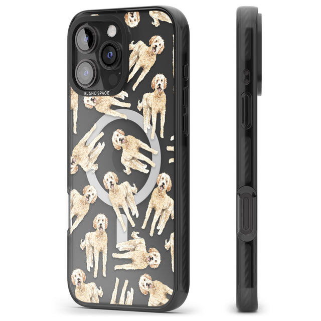 iPhone 16 Pro Max Goldendoodle Watercolour Dog Pattern Black Impact Phone Case