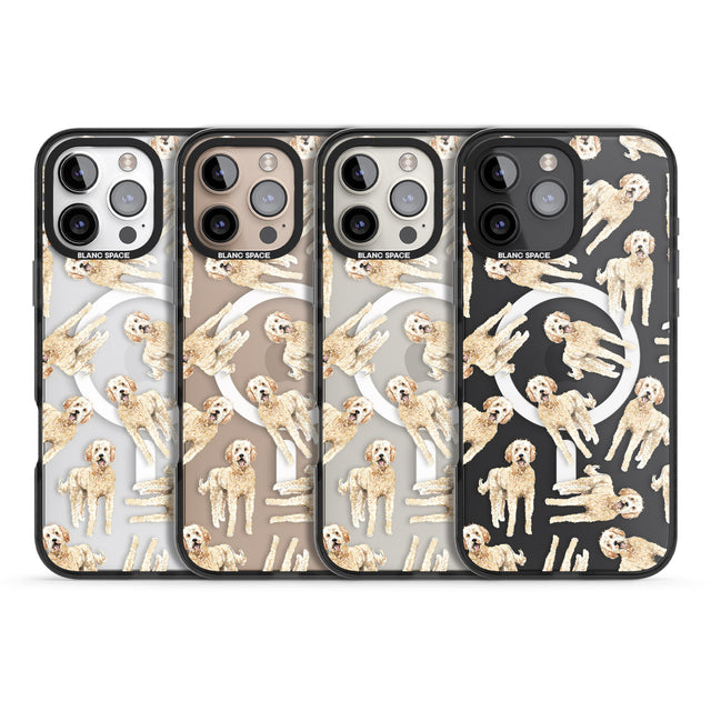 iPhone 16 Pro Max Goldendoodle Watercolour Dog Pattern Black Impact Phone Case