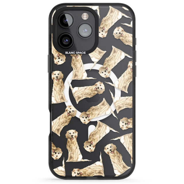 iPhone 16 Pro Max Golden Retriever Watercolour Dog Pattern Black Impact Phone Case