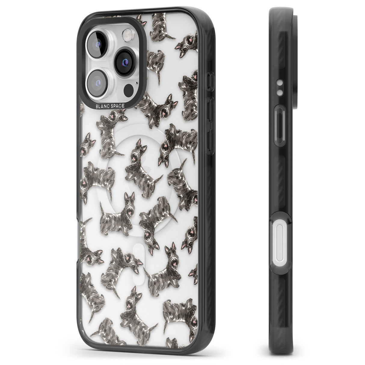 iPhone 16 Pro Max Scottish Terrier Watercolour Dog Pattern Black Impact Phone Case