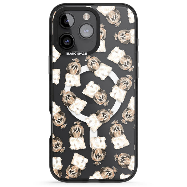 iPhone 16 Pro Max Shih tzu (Long Hair) Watercolour Dog Pattern Black Impact Phone Case