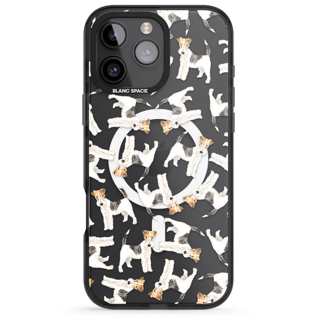 iPhone 16 Pro Max Wire Haired Fox Terrier Watercolour Dog Pattern Black Impact Phone Case