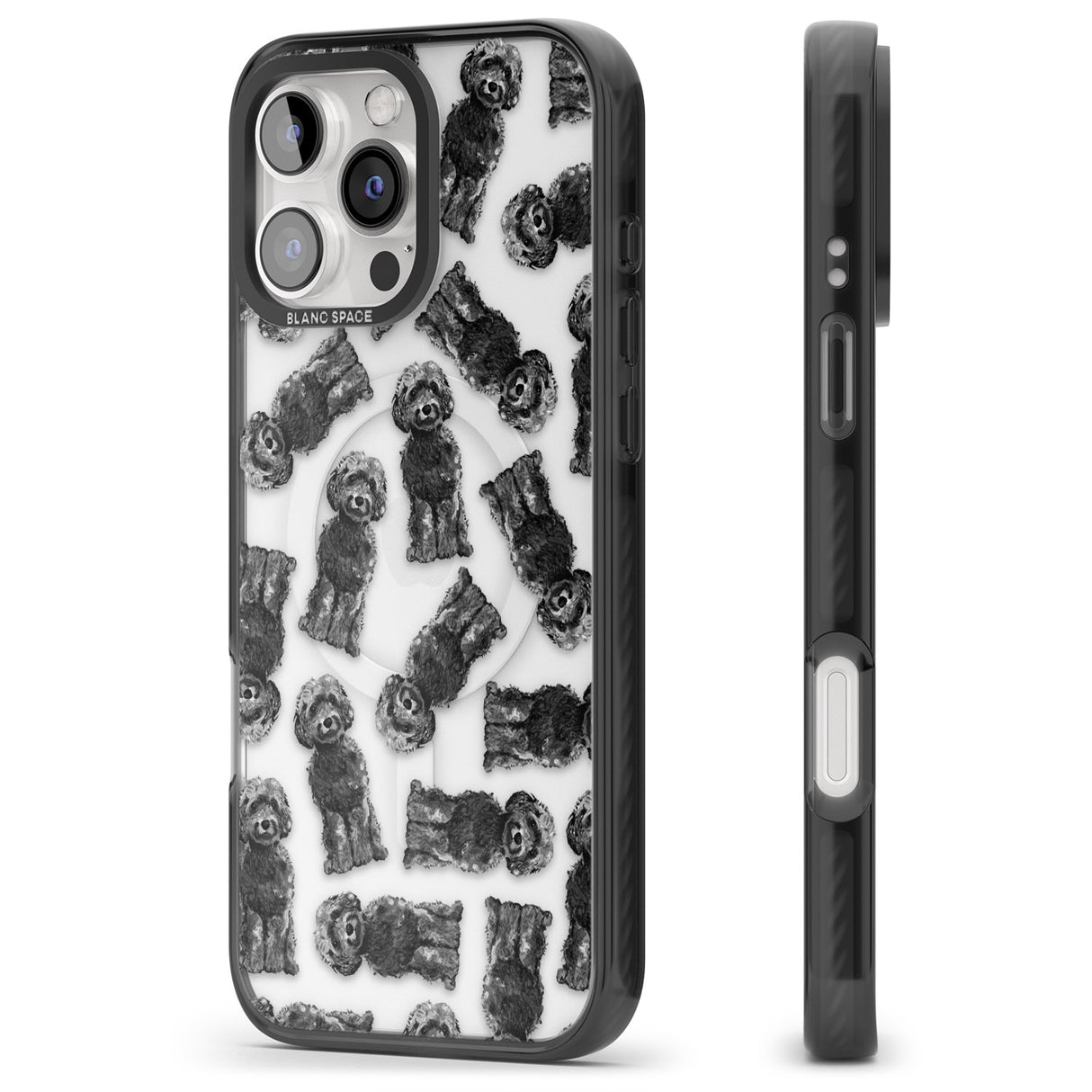 iPhone 16 Pro Max Cockapoo (Black) Watercolour Dog Pattern Black Impact Phone Case