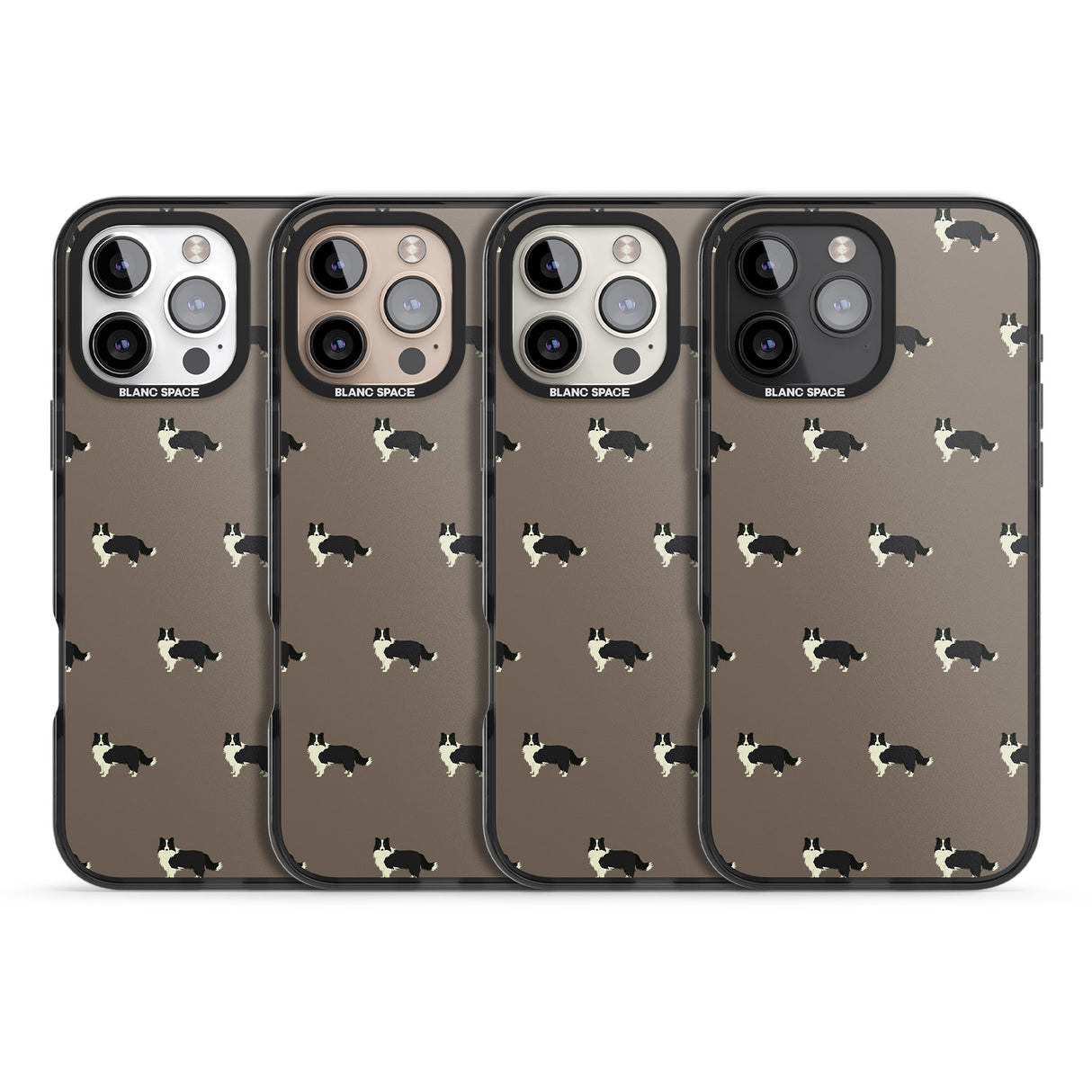 iPhone 16 Pro Max Border Collie Dog Pattern Black Impact Phone Case