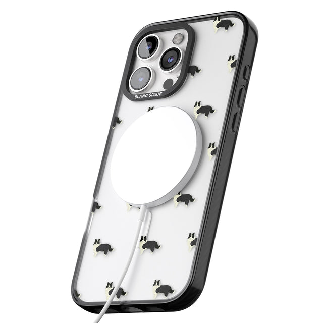 iPhone 16 Pro Max Border Collie Dog Pattern Clear Black Impact Phone Case