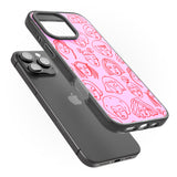 iPhone 16 Pro Max Girl Portrait Doodles in Pink & Red Black Impact Phone Case