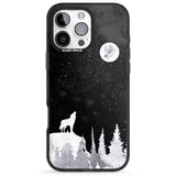 iPhone 16 Pro Max Moon Phases: Wolf & Full Moon Black Impact Phone Case