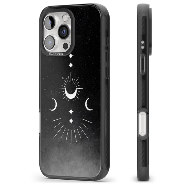 iPhone 16 Pro Max Small Moon Mandala Black Impact Phone Case