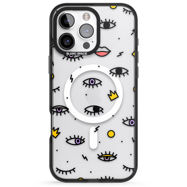 iPhone 16 Pro Max Eyes & Lips Icons Black Impact Phone Case