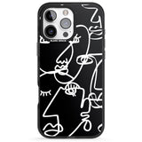 iPhone 16 Pro Max Abstract Continuous Line Faces White on Black Black Impact Phone Case