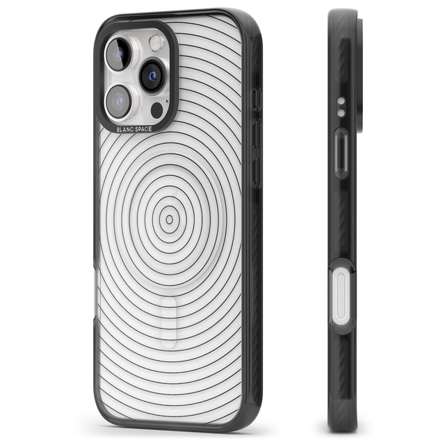 iPhone 16 Pro Max Abstract Lines: Circles Black Impact Phone Case