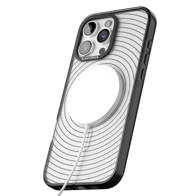 iPhone 16 Pro Max Abstract Lines: Circles Black Impact Phone Case