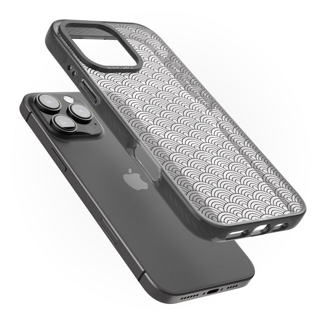 iPhone 16 Pro Max Abstract Lines: Scalloped Pattern Black Impact Phone Case