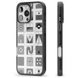 iPhone 16 Pro Max Abstract Lines: Mixed Pattern #1 Black Impact Phone Case