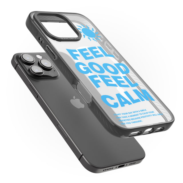 iPhone 16 Pro Max Feel Good Feel Calm (Blue) Black Impact Phone Case