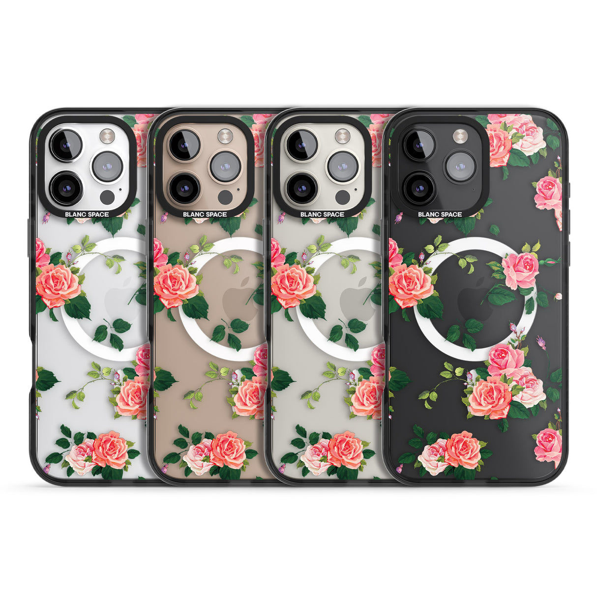 iPhone 16 Pro Max Pink Roses Black Impact Phone Case