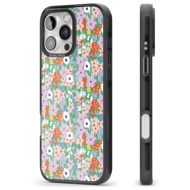 iPhone 16 Pro Max Jazzy Floral Mix: Transparent Black Impact Phone Case