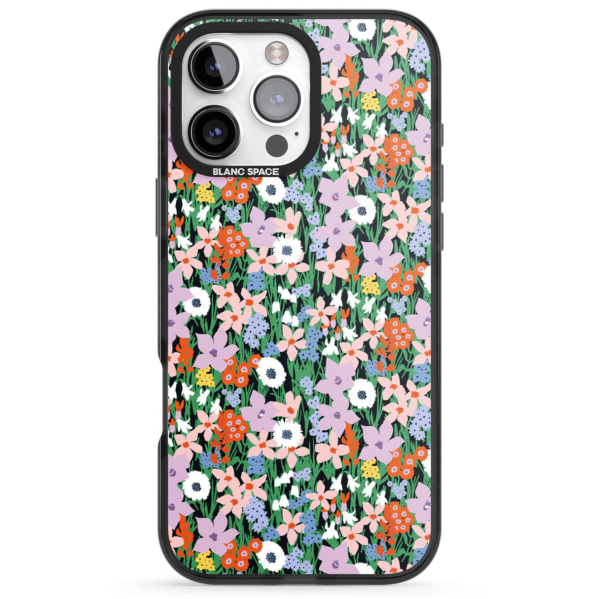 iPhone 16 Pro Max Jazzy Floral Mix: Solid Black Impact Phone Case