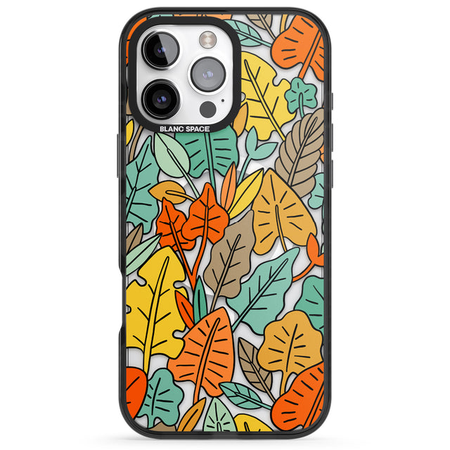 iPhone 16 Pro Max Pastel Toned Autumn Leaves Black Impact Phone Case