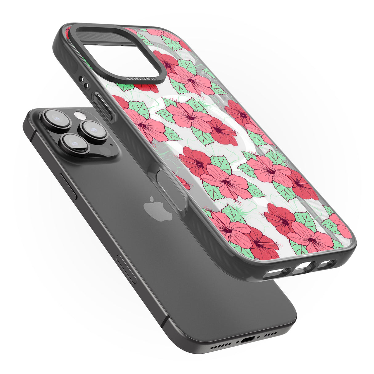 iPhone 16 Pro Max Pink Peony Black Impact Phone Case