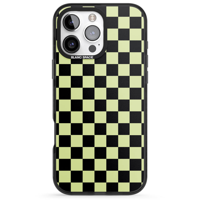 iPhone 16 Pro Max Black & Lime Check Black Impact Phone Case