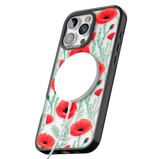 iPhone 16 Pro Max Poppy Garden Black Impact Phone Case