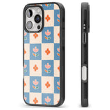 iPhone 16 Pro Max Vintage Bloom Checkered Black Impact Phone Case