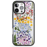 iPhone 16 Pro Max Wild Flower Stripe Design Black Impact Phone Case