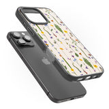 iPhone 16 Pro Max Wildflower Chain Design - Cream Black Impact Phone Case