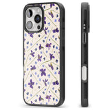 iPhone 16 Pro Max Violet Floral Pattern Design - Cream Black Impact Phone Case