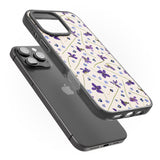 iPhone 16 Pro Max Violet Floral Pattern Design - Cream Black Impact Phone Case