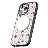 iPhone 16 Pro Max Violet Floral Pattern Design - Cream Black Impact Phone Case